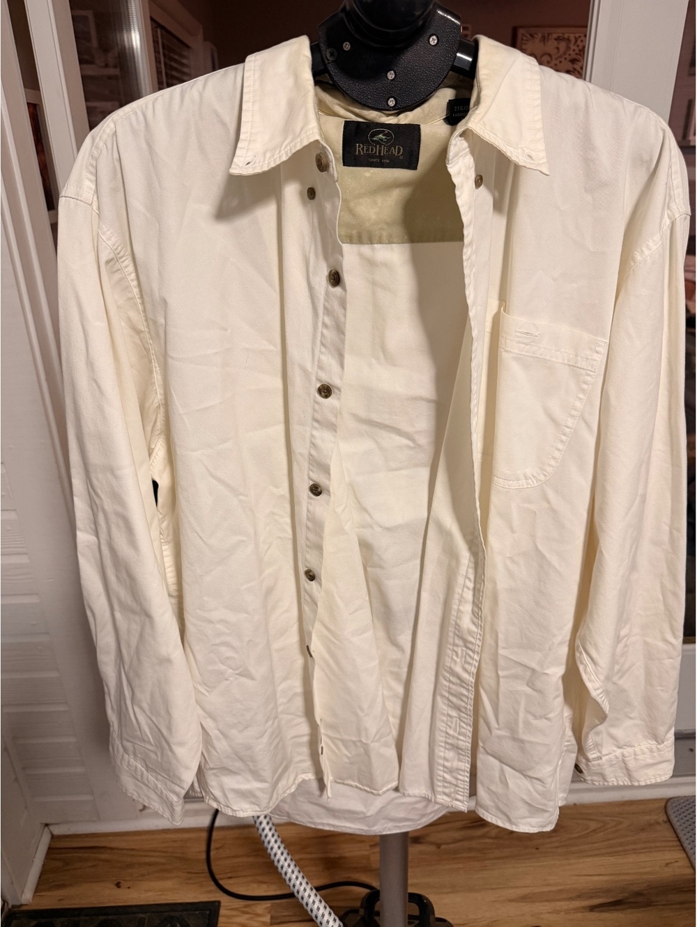RedHead Men’s 2XL Long Sleeve Button Up Shirt Cream Ivory